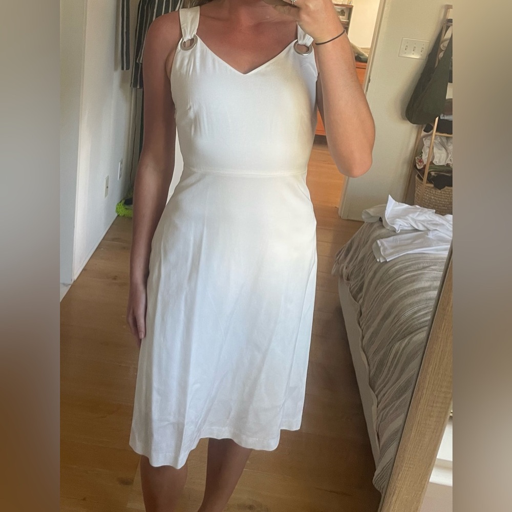 White midi dress, XS